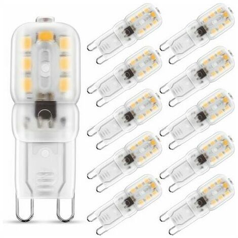 G9 LED Bulb, 2W G9 Warm White 3000K, LED Light Bulb, 25W Equivalent Halogen Bulb, 230V AC 200lm, 360° Wide Beam, G9 Base Pack of 10 (1/5)