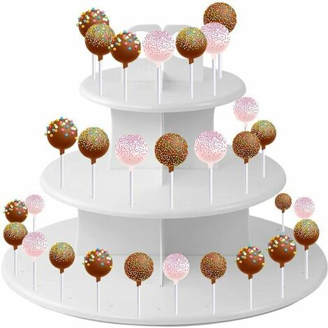 Generic 3 Tier Cupcake Stand, Lollipop Holder Cake Lollipop Cake Display Stand Plastic, for Afternoon Tea Party, Gathering, Wedding,White (1/5)