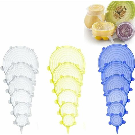 18PCS Silicone Stretch Lids, Silicone Lids, Food Grade Silicone Lids, Reusable Stretch Lid,Universal Lid in 6 Different Sizes, BPA-free
