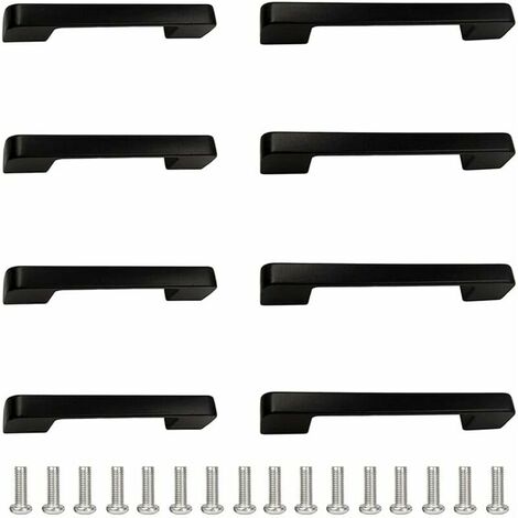 Drawer Handle 8 Pieces Kitchen Door Handle Matte Black Furniture Handle Railing Handle Suitable for Home Furniture (Hole Spacing 96cm and 128cm)