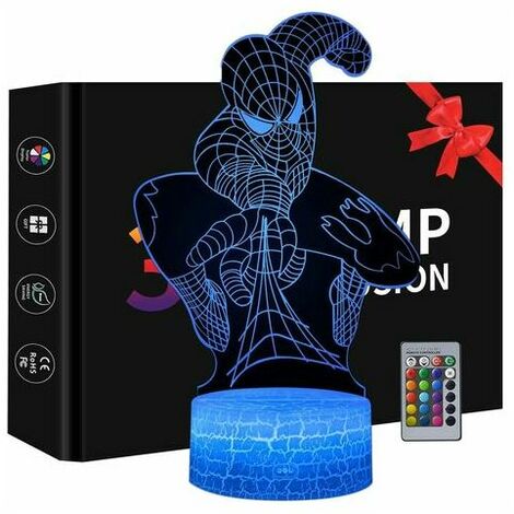 3D Night Light, Spiderman Toys for Boys, 16 Colors with Remote Control- (1/5)