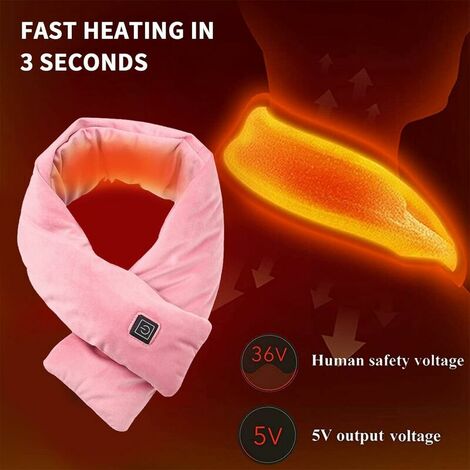 Heated scarf with 3 heating levels, soft and warming scarf for men and women, to warm your neck, fast heating by USB