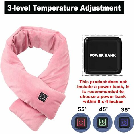 Heated scarf with 3 heating levels, soft and warming scarf for men and women, to warm your neck, fast heating by USB