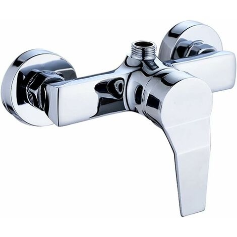 Wall Mounted Brass Shower Mixer Tap for Bathroom, Cold and Hot Water, Single Lever, Chrome (1/5)