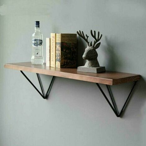Set of 2 Mid-Century Geometric Prism Metal Triangle Shelf Brackets Black Thick Wall Bracket (1/5)