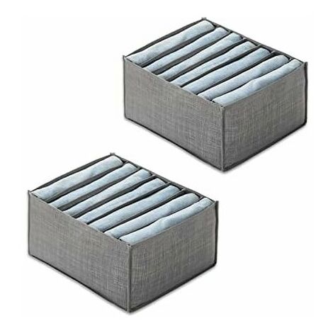2 Pack Large Size 7 Compartment Nonwoven Foldable Drawer Organizers T-Shirt Jeans Storage Boxes (1/5)