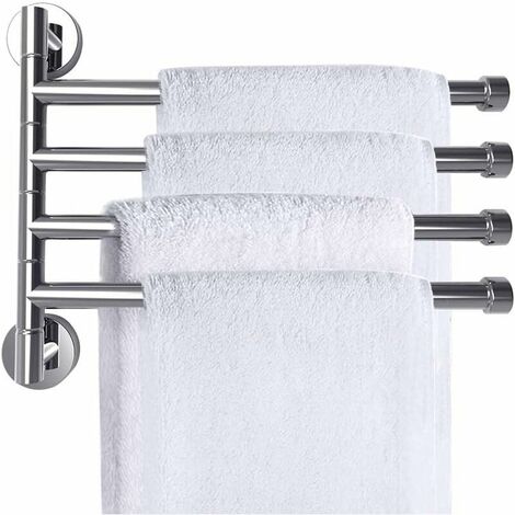 Wall Mounted Towel Rack 180° Towel Holder Stainless Steel Towel Bar Chrome Towel Bar (4-arm) (1/5)