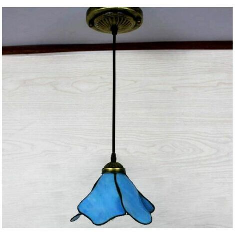 E27 Romantic Pendant Light Mediterranean Chandelier Adjustable Height Blue Glass Hanging Lamp Dining Room Children's Room Light Living Room Study Hallway (1/5)