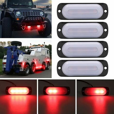 4X Red LED Penetration Lights,12V 24V LED Strobe Lights 4LED Strobe Flash Lamp LED Car Alarm Emergency Strobe for Car Truck Trailer Caravan (1/5)