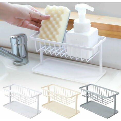 Kitchen Sink Sponge Holder, Kitchen Sink Holder, ABS Plastic Kitchen Sink Sponge Brush Holder Organizer for Soap Washing Liquid Drainer, Dish Sink Basket, Dustproof and Durable
