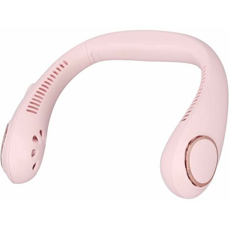 Portable Bladeless Fan, Powerful 360° Surround Wind Hanging Neck Fan Low Noise Double Core Turbine for Summer Use(Pink)