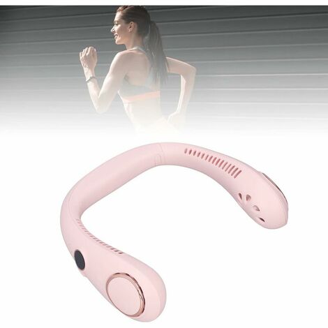 Portable Bladeless Fan, Powerful 360° Surround Wind Hanging Neck Fan Low Noise Double Core Turbine for Summer Use(Pink)