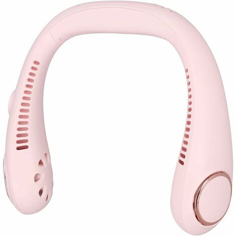 Portable Bladeless Fan, Powerful 360° Surround Wind Hanging Neck Fan Low Noise Double Core Turbine for Summer Use(Pink)