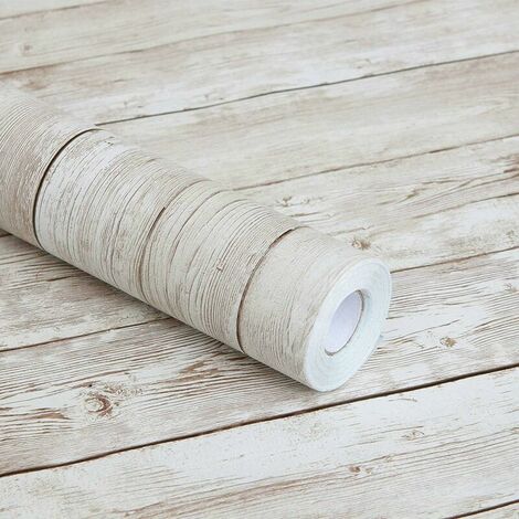Wood Grain Look Self Adhesive Vinyl Cladding for Kitchen Countertops, Cupboards, Drawers, Walls, Crafts (45m x 10m, Light Brown)