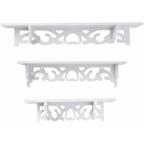 White wood country house wall panel wall shelf hanging shelf decorative shelf retro design shelf with screws (S+M+L) (1/5)