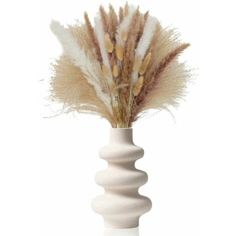Frosted White Pampas Grass Vase, Perforated Dried Flower Vase, Modern Decorative Spiral Donut Vase Wedding Hanging Gift