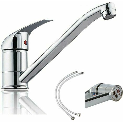 Kitchen Sink Taps Mono Basin Mixer Taps Faucet Modern Single Lever Chrome Kitchen Sink Swivel Spout Hot and Cold Water Mixer Sink Swivel Chrome Brass