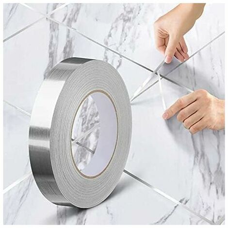 Self Adhesive Tile Decorative Adhesive Tape, Waterproof Joint Line Tape, for Floors, Walls, Ceilings, Doors and Windows, Home Deco (1(2cm50m),Silver)