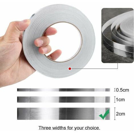 Self Adhesive Tile Decorative Adhesive Tape, Waterproof Joint Line Tape, for Floors, Walls, Ceilings, Doors and Windows, Home Deco (1(2cm50m),Silver)