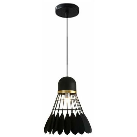 Vintage Industrial Metal Pendant Light Badminton Shaped Chandelier Lampshade for Bedroom Dining Room Cafe Black (1/5)