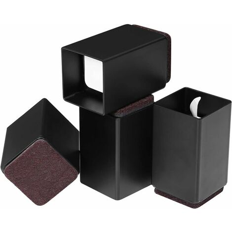 Furniture Riser 5cm, Square Carbon Steel Furniture Risers, Self Adhesive Riser Bed Elephant Feet, Black Elephant Feet 2 inch for Bed, Sofa, Fridge, Wardrobe