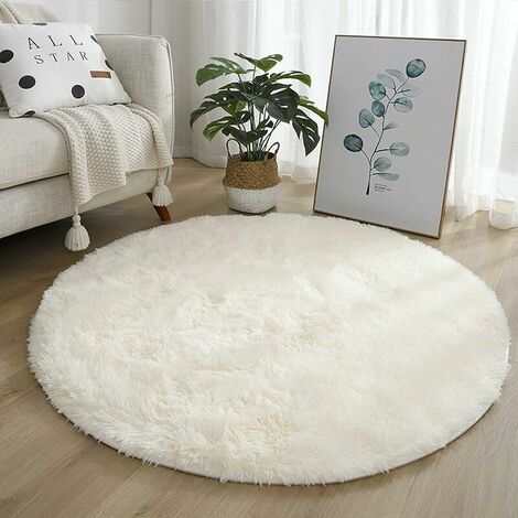 4x4 Soft White Round Area Rug for Bedroom Modern Fluffy Circle Kids Girls Baby Room Indoor Plush Circle Nursery Rug Cute Cozy Living Room Area Rug (1/5)