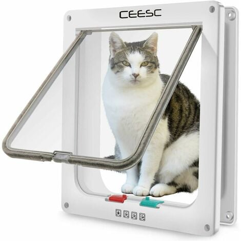 Large Cat Flap (External Size 28 x 24.9 cm), Large Cat Flap with 4-Way Lock, Weatherproof Cat Flap for Pets 63 cm in Circumference