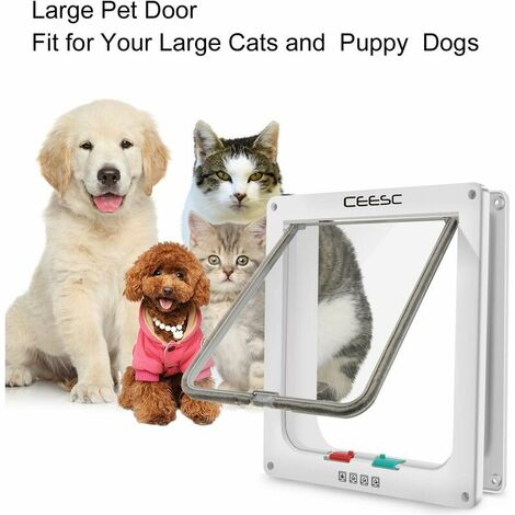 Large Cat Flap (External Size 28 x 24.9 cm), Large Cat Flap with 4-Way Lock, Weatherproof Cat Flap for Pets 63 cm in Circumference