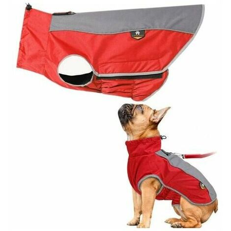 Piece Dog Coat With Harness, Breathable Dog Raincoat, Easy-to-carry Dog Coat With Harness To Protect Dog From Rain When Walking Outdoor, Red, L (1/5)