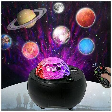 Galaxy Light Music Projector Multiple Planet Lights Nebula Star Projector for Living Room Ceiling Night Light Ambience Bedroom Valentine's Day Decoration Home Planetarium (Black) (1/5)