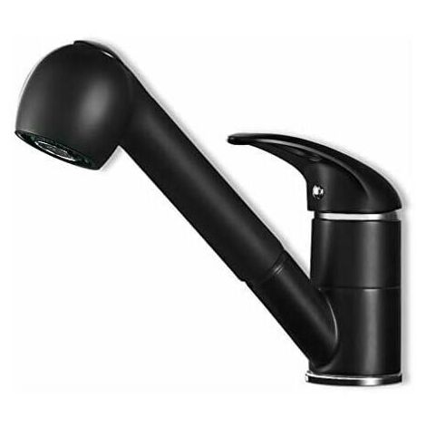 Extendable Kitchen Mixer Tap with 2 Shaped Water Outlets Black Chrome 360° Rotation Hot and Cold Water Single Handle Kitchen Mixer Tap (1/5)