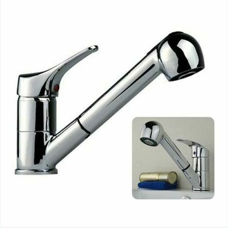 Pull Out Kitchen Mixer Single Handle Kitchen Faucet Single Handle Low Spout Kitchen Faucet Chrome Silver (1/5)