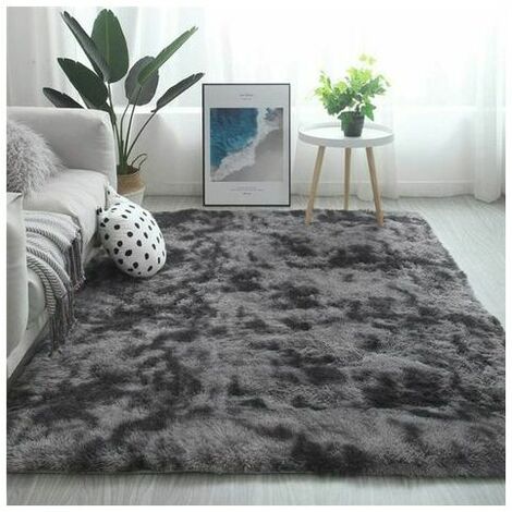Shaggy Living Room Rug 120x160 Dark Gray Plush Soft Non Slip Polypropylene Rug (1/5)