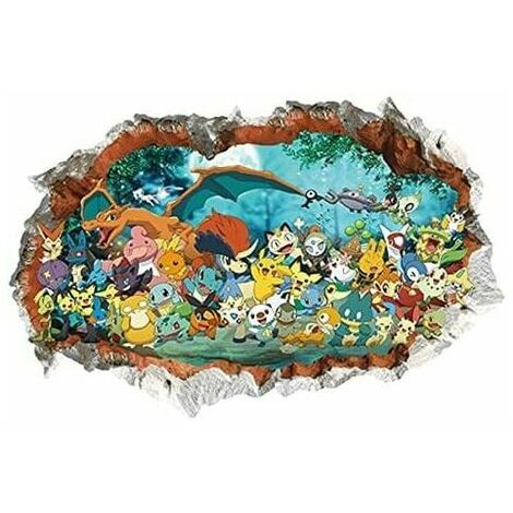 Kids Baby Room Wall Decor Pokemon Pikachu Wall Stickers Peel and Stick Pokemon Stickers Pokemon Wall Stickers 3D 1 Pcs Colorful