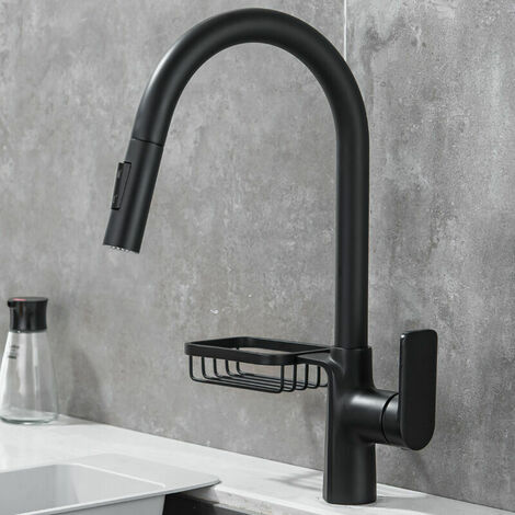 Kitchen Faucet, 360° Swivel Kitchen Mixer with Pull Out Spray, Swivel Sink Mixer with Spray Mode Black Alloy Kitchen Mixer (1/5)