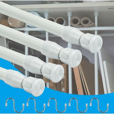 5 Pieces Expandable Curtain Rod, Telescopic Shower Curtain Rod 30-50 Adjustable Extendable Spring Tension Rods for DIY Projects, Mounting Without Screws or Drilling (1/5)