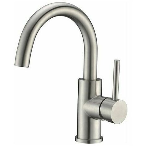 Single Hole Sink Faucet, Small Pre-Wet Brushed Nickel Camper Van Faucet Mini Toilet Bath, Utility Outdoor Faucet (1/4)