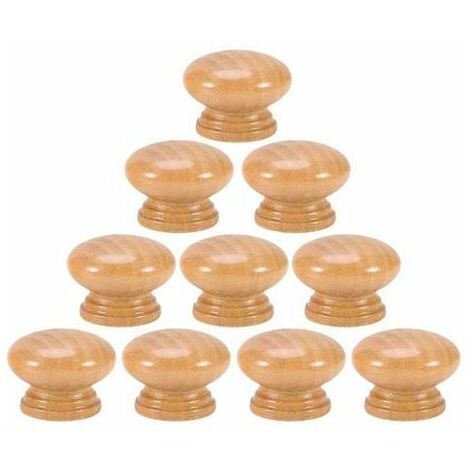 10-pack Natural Wood Round Mushroom Grips with Screws (28mm) (1/5)