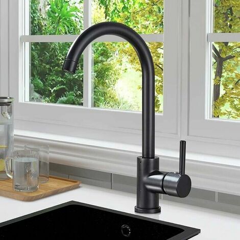 Kitchen Faucet, Black Kitchen Mixers, Low Pressure Kitchen Faucet, Single Handle Mixer, 360 ° Swivel Kitchen Faucet, Single Lever Sink Faucet (1/5)