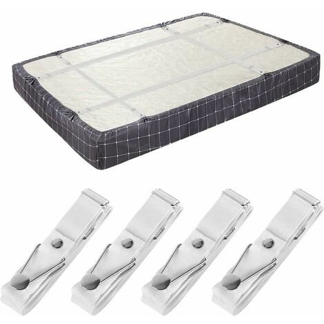 Bed Sheet Holder Straps - Adjustable Fitted Sheet Clips - Bed Sheet Fastening Straps - Elastic Clip Retainer for Bed Sheet Mattress Cover Couch Pillow (4pcs) (1/5)