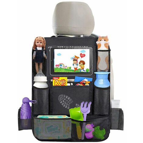 Car Back Seat Organizer Foldable Car Storage Organizer Car Seat Back Protectors with USB Hole/Headphone/Charging Mat Back Seat Protector with Touch Screen Tablet Holder Tissue Box (1/5)