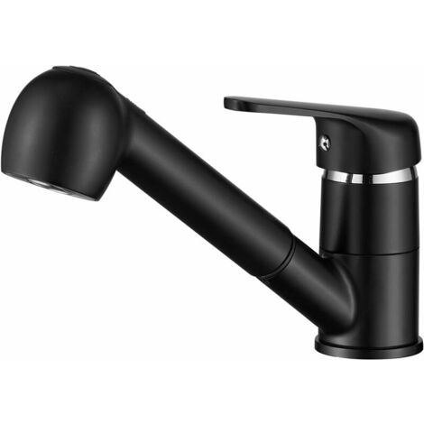 Kitchen Faucet, Kitchen Mixer Tap, Kitchen Faucet With Pull Out Spray, Hot And Cold Water, Single Lever Kitchen Sink Mixer Tap, Black (1/5)