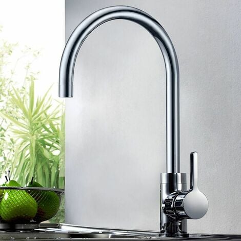 Single lever Kitchen Taps Stainless Steel Kitchen Sink Tap Mixer Single Lever 360º Swivel Spout Monobloc Mixer Taps for Kitchen Sink High Arc Kitchen Faucet