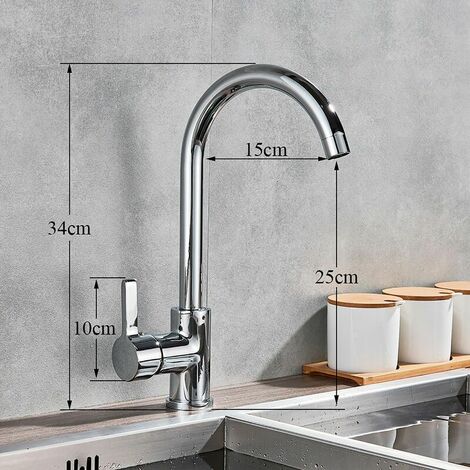 Single lever Kitchen Taps Stainless Steel Kitchen Sink Tap Mixer Single Lever 360º Swivel Spout Monobloc Mixer Taps for Kitchen Sink High Arc Kitchen Faucet