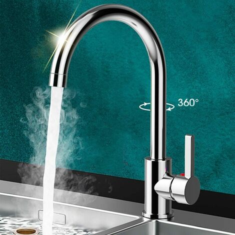 Single lever Kitchen Taps Stainless Steel Kitchen Sink Tap Mixer Single Lever 360º Swivel Spout Monobloc Mixer Taps for Kitchen Sink High Arc Kitchen Faucet