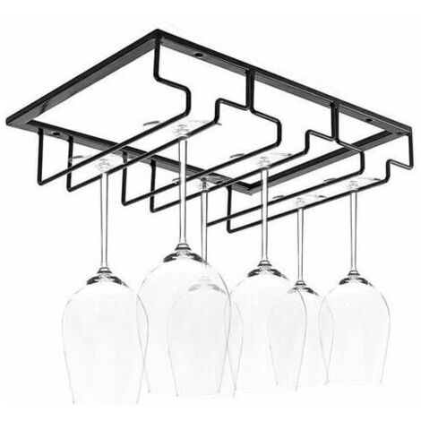 Hanging Glass Rack - Wine Glass Rack with 5 Rails for 10-15 Glasses 30 x 22.5 x 5.5cm with Screws Used in Bar Wine Cabinet Kitchen (3 Rails) (1/5)