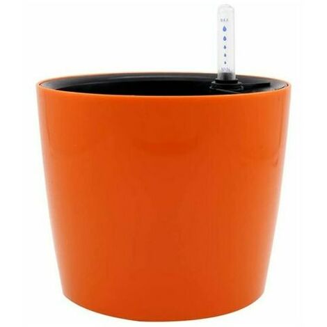 Round Self Watering Flower Pot with Water Indicator for Indoor or Outdoor Use Plastic Planter (Orange) (1/5)