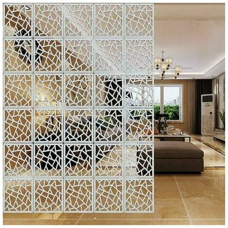 This set of 12 eco-friendly PVC room dividers, simple modern carved room dividers, 29cm x 29cm, white