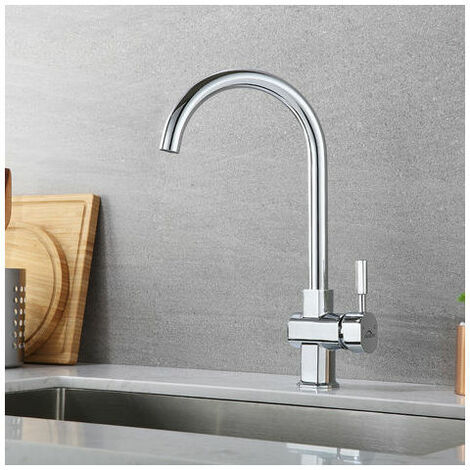 Rose-Tap Kitchen Mixer Tap 360° Rotatable Spout U Shape Kitchen Mixer Chrome Taps Sink Kitchen Mixer Tap Cold Water Tap