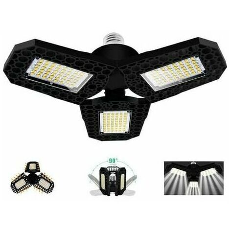40W LED Garage Light, E27 Deformable Ceiling Light with 3 Adjustable Panels, Super Bright 3000lm Cool White, for Garage, Workshop, Warehouse, Basement, Hallway, Gym (1/5)
